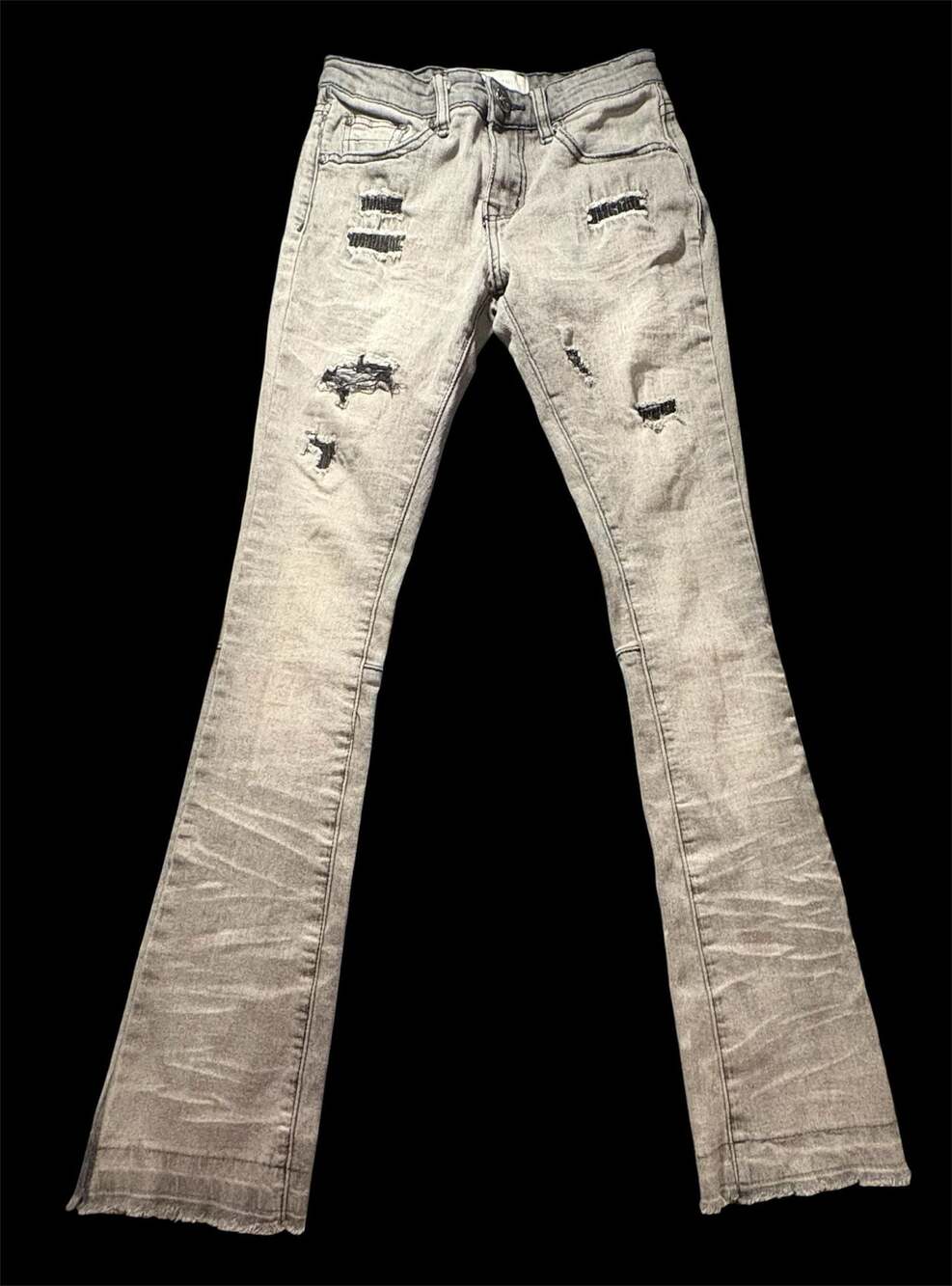 Blind Trust Gray Washed stacked Leg Jeans with Raw Hem boy’s size 8